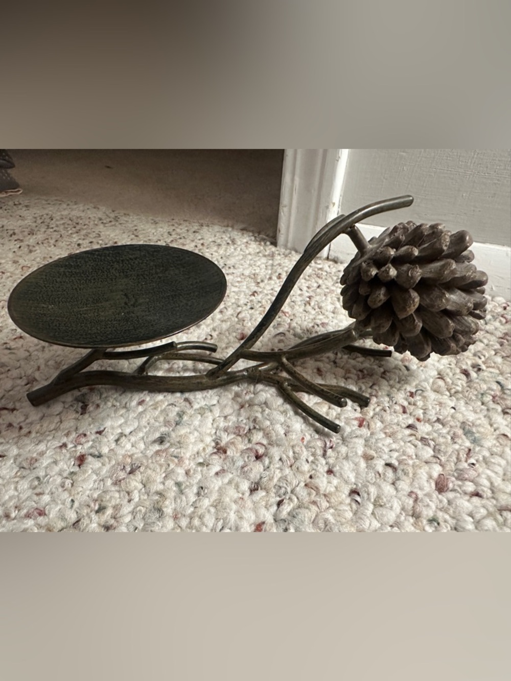Gorgeous metal pinecone candle holder